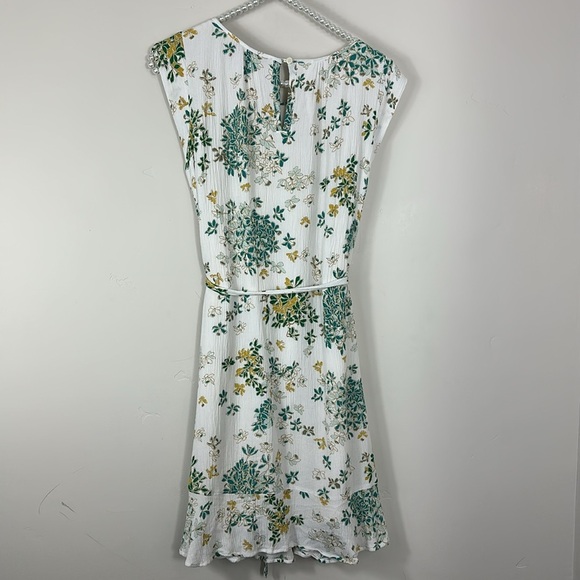 LOFT White & Green Floral Print Dress Small - Picture 5 of 7